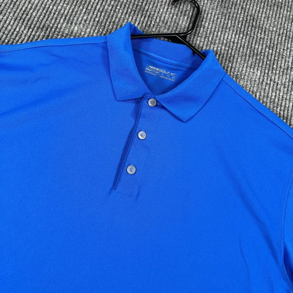 Nike Golf Dri Fit Polo Shirt Mens XL Blue Short‎ Sleeve Performance Standard Fit